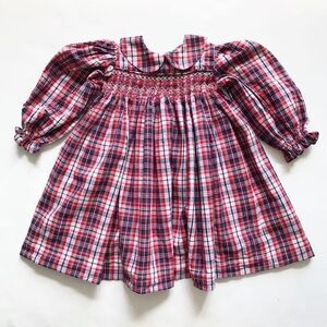 Vintage Plaid collar smocked dress looks 2/3T